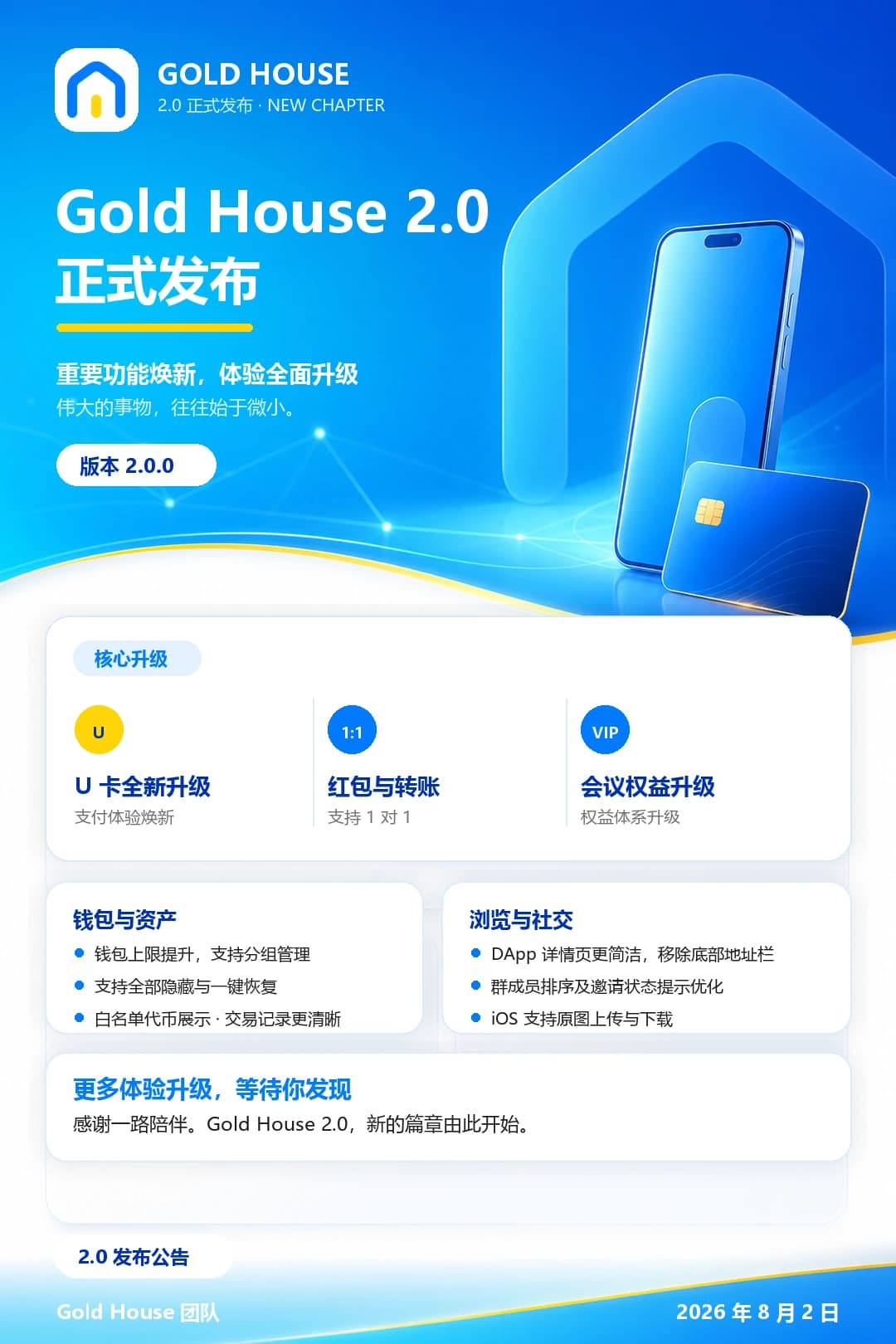 Gold House 2.0 正式发布公告海报